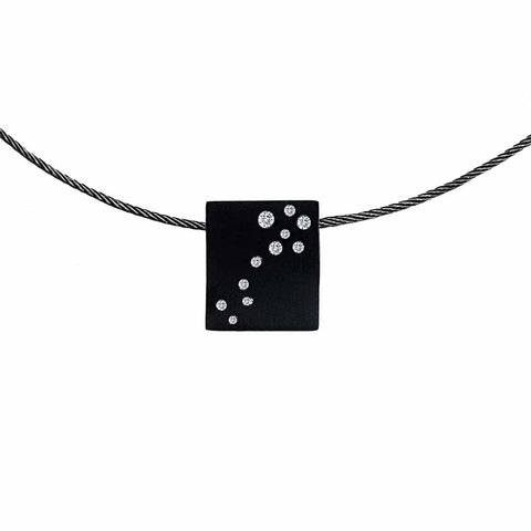 PT094B B.Tiff Black Anodized Pavé Galaxie Stainless Steel Pendant