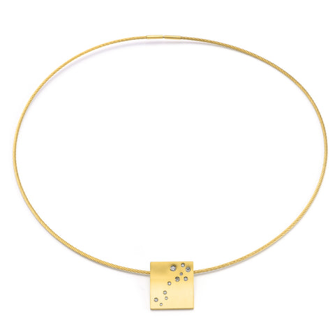 PT094G B.Tiff Gold Plated Pavé Galaxie Stainless Steel Pendant