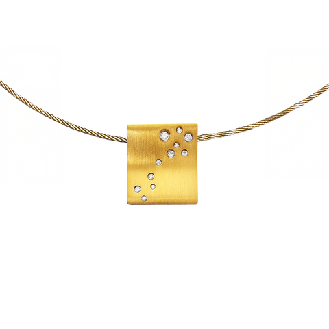 PT094G B.Tiff Gold Plated Pavé Galaxie Stainless Steel Pendant