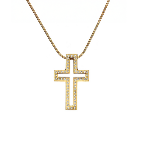 PT098G B.Tiff Lumière Cross 18K Gold Plated Stainless Steel Pendant