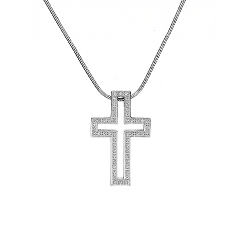 PT098W B.Tiff Lumière Cross Stainless Steel Pendant