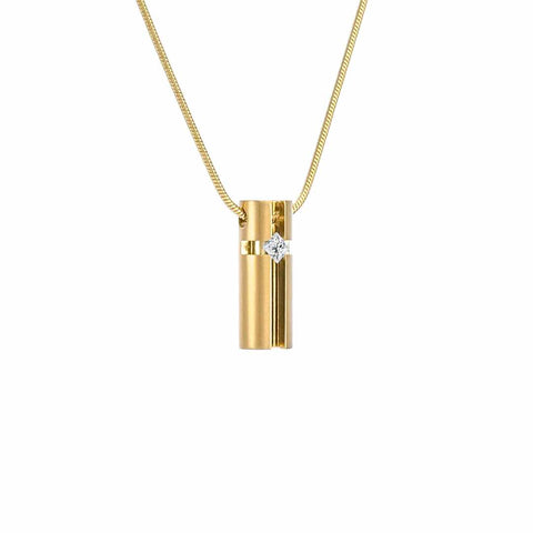 PT099G B.Tiff Gold Plated .02ct 3D Cross Croixlumière Stainless Steel Pendant Necklace