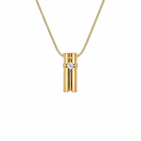 PT099G B.Tiff Gold Plated .02ct 3D Cross Croixlumière Stainless Steel Pendant Necklace