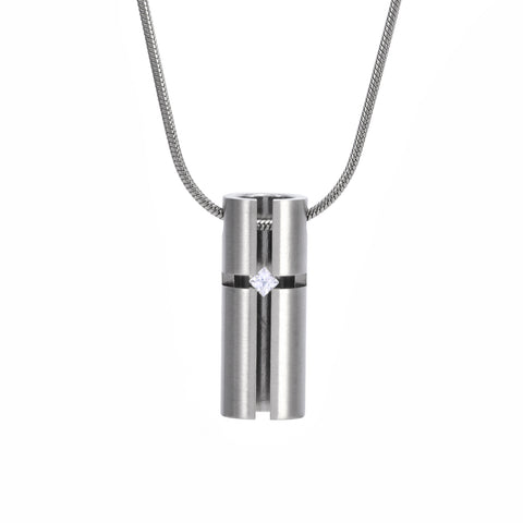 PT099W B.Tiff .02ct 3D Cross Croixlumière Stainless Steel Pendant Necklace
