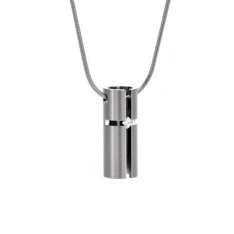 PT099W B.Tiff .02ct 3D Cross Croixlumière Stainless Steel Pendant Necklace