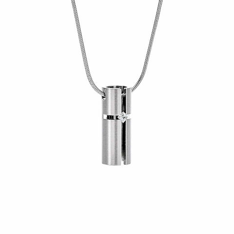 PT099W B.Tiff .02ct 3D Cross Croixlumière Stainless Steel Pendant Necklace