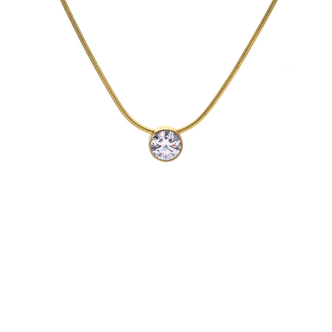 PT101G B.Tiff 1 ct Gold Plated Stainless Steel Solitaire Pendant Necklace