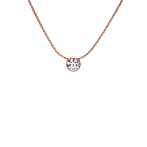 PT101RG B.Tiff 1 ct Rose Gold Plated Stainless Steel Solitaire Pendant Necklace