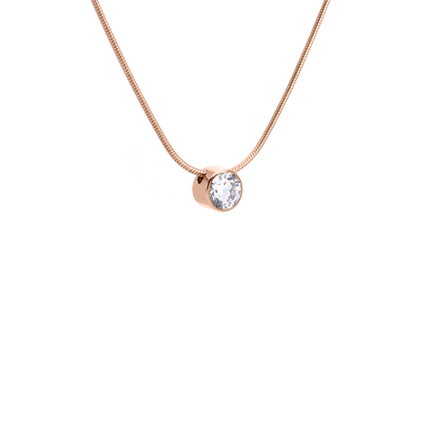 PT101RG B.Tiff 1 ct Rose Gold Plated Stainless Steel Solitaire Pendant Necklace