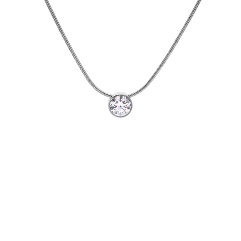 PT101W B.Tiff 1 ct Stainless Steel Solitaire Pendant Necklace