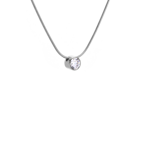 PT101W B.Tiff 1 ct Stainless Steel Solitaire Pendant Necklace