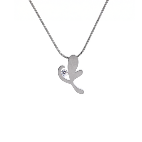 PT102W B.Tiff Lucky Clover Stainless Steel Pendant Necklace