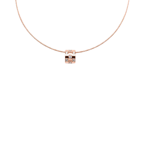 PT104RG B.Tiff Rose Gold Pavé Trellis Pendant Necklace
