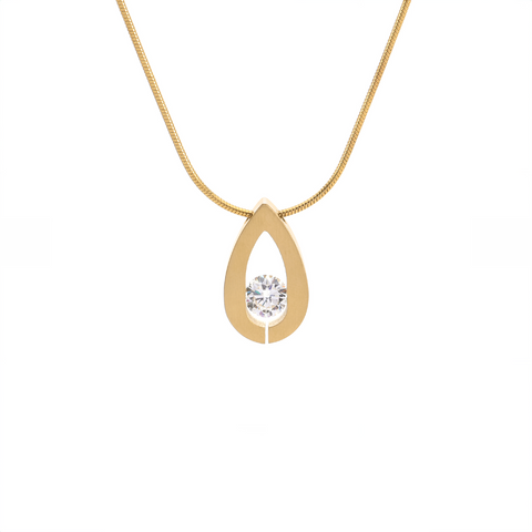 PT106G  B.Tiff Drop Gold Plated Stainless Steel Pendant Necklace