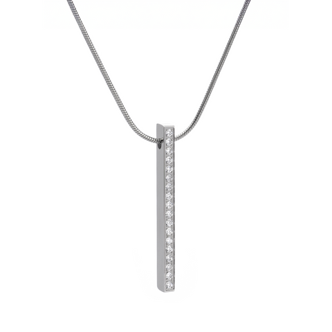 PT107W B.Tiff 18-Stone Stainless Steel Bar Pendant Necklace