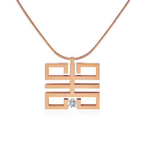 PT114RG B.Tiff Feliĉo Rose Gold Plated Stainless Steel Pendant Necklace