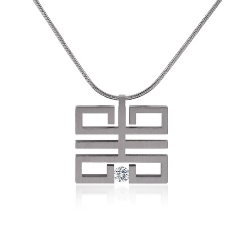 PT114W B.Tiff Feliĉo Stainless Steel Pendant Necklace