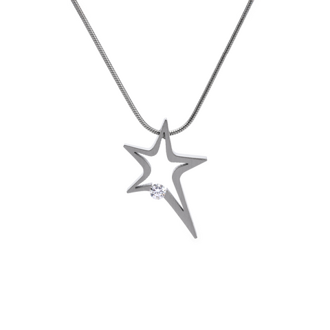 PT115W B.Tiff Shooting Star Stainless Steel Pendant Necklace