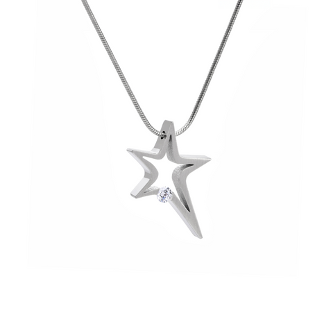 PT115W B.Tiff Shooting Star Stainless Steel Pendant Necklace