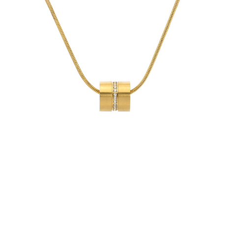 PT118G B.Tiff Barrel Gold Plated Stainless Steel Pendant Necklace