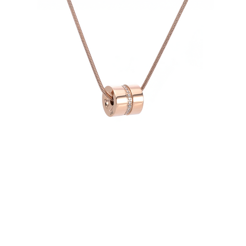 PT118RG B.Tiff Barrel Rose Gold Plated Stainless Steel Pendant Necklace