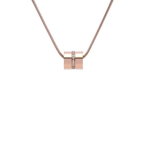 PT118RG B.Tiff Barrel Rose Gold Plated Stainless Steel Pendant Necklace