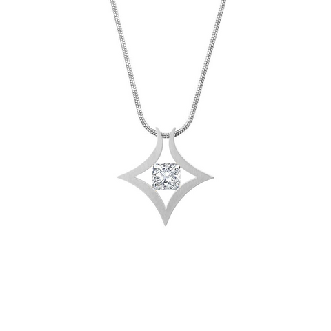 PT124W B.Tiff Natal 1 ct Princess Cut Stainless Steel Pendant Necklace