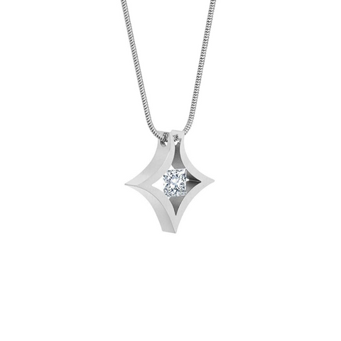 PT124W B.Tiff Natal 1 ct Princess Cut Stainless Steel Pendant Necklace