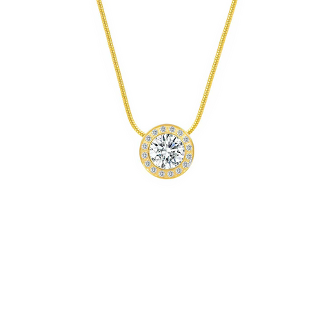 PT125G B.Tiff Aŭreolo 1ct Gold Plated Stainless Steel Halo Pendant Necklace