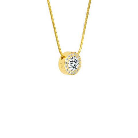 PT125G B.Tiff Aŭreolo 1ct Gold Plated Stainless Steel Halo Pendant Necklace