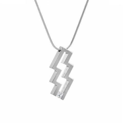 PT126W B.Tiff Éclair Stainless Steel Pendant Necklace