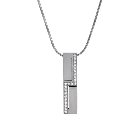 PT129W B.Tiff Cross Body Stainless Steel Pendant Necklace