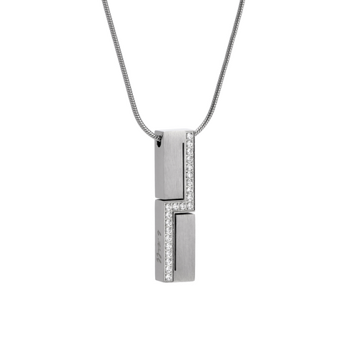 PT129W B.Tiff Cross Body Stainless Steel Pendant Necklace