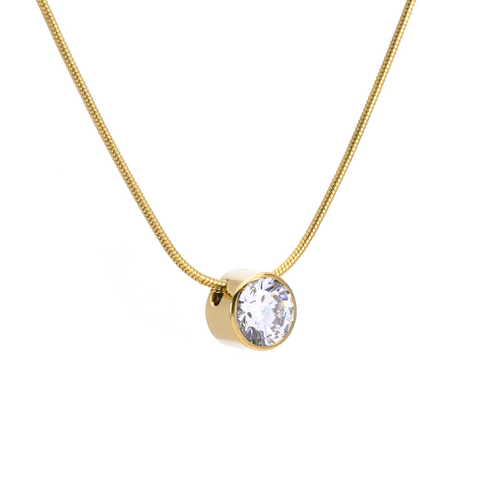 PT201G B.Tiff 2 ct Solitaire Gold Plated Stainless Steel Pendant Necklace