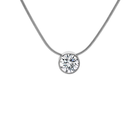 PT201W B.Tiff 2 ct Solitaire Stainless Steel Pendant Necklace