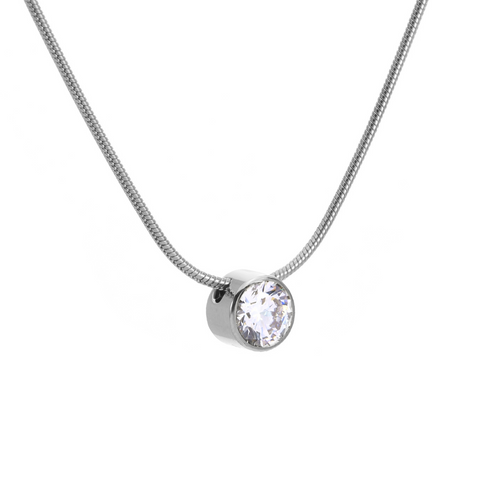 PT201W B.Tiff 2 ct Solitaire Stainless Steel Pendant Necklace