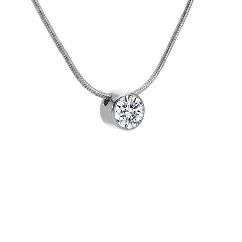 PT201W B.Tiff 2 ct Solitaire Stainless Steel Pendant Necklace