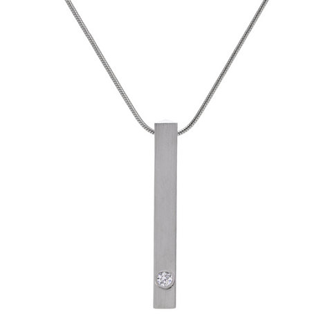 PT223W B.Tiff Supera Bar Stainless Steel Pendant Necklace