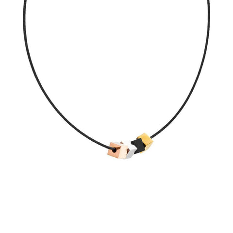 PT304B B.Tiff Quartet Pendant Necklace [Black Chain]