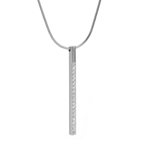 PT318W B.Tiff Pave Stainless Steel Bar Pendant