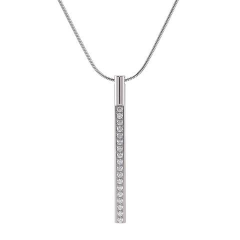 PT318W B.Tiff Pave Stainless Steel Bar Pendant