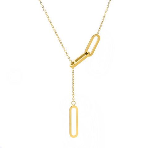 PT330G B.Tiff Gold Plated Stainless Steel Adjustable Thin Rolo Chain Necklace with Paperclip Links