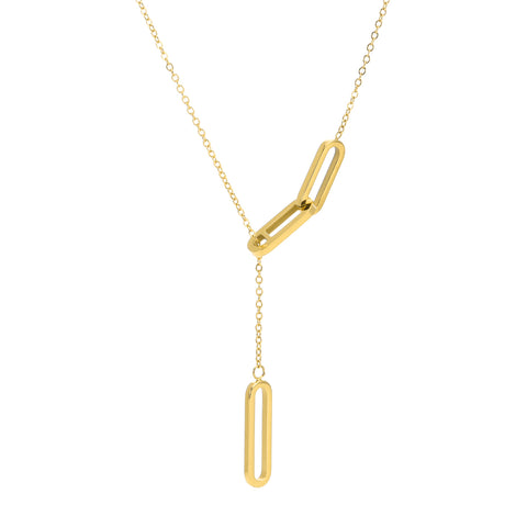 PT330G B.Tiff Gold Plated Stainless Steel Adjustable Thin Rolo Chain Necklace with Paperclip Links