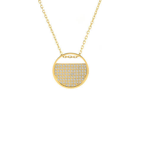 PT500G B.Tiff Gold Plated Pavé Lune Stainless Steel Pendant