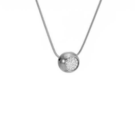 PT808W B.Tiff Pavé Globe Stainless Steel Pendant Necklace