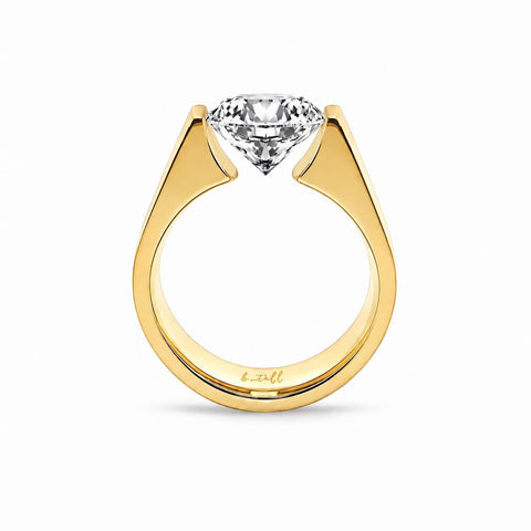 RG093MG-3ct B.Tiff 3 ct Moissanite Round Gold Solitaire Engagement Ring