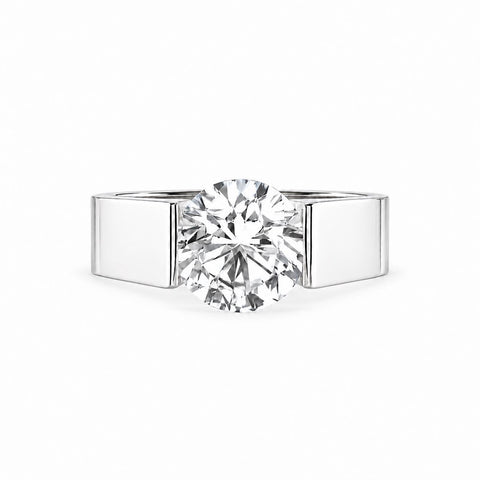 RG093MW-3ct  B.Tiff 3 ct Moissanite Round Solitaire Engagement Ring