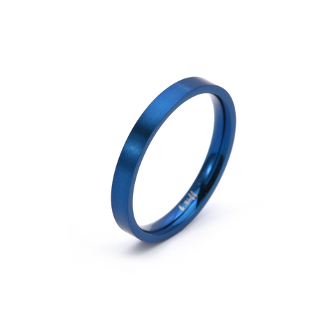 RG101BL B.Tiff Blue Sapphire Stainless Steel Plain Stacking Ring