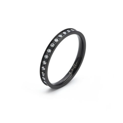 RG111B B.Tiff Stacking .01 ct Black Anodized Stainless Steel Eternity Ring