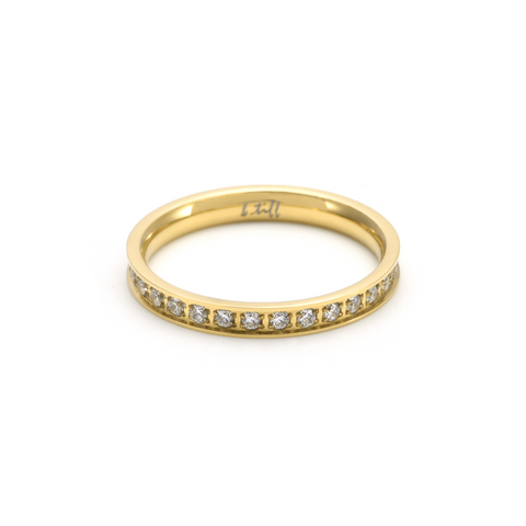 RG111G B.Tiff Stacking .01 ct Gold Plated Stainless Steel Eternity Ring